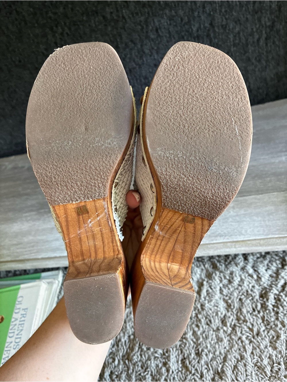 Chelsea & Violet White Snake Leather Mule Heels - Picture 5 of 8